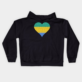 Gabonese Jigsaw Puzzle Heart Design - Gift for Gabonese With Gabon Roots Kids Hoodie